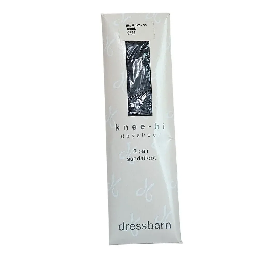 Dressbarn Pantyhose Women's Fits 8.5-11 Knee-Hi Day Sheer Sandal Foot 3 Pack/ 3